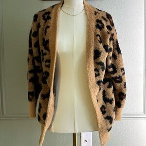 ZARA KIDS - Fuzzy Leopard Print Open Cardigan - SIZE 10-12